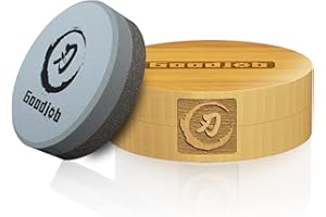 Axe Sharpener - Goodjob Premium Japanese Axe Sharpening Stone - Hatchet Sharpener Dual Grit Round Whetstone 3.1 inches Blade & Tool Sharpener - Axe Sharpening Puck with Bamboo Box
