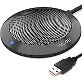 TKGOU Conference USB Microphone, Computer Desktop Mic with LED Indicator, Plug & Play Omnidirectional Condenser PC Laptop Mics for Online Meeting, Class, Skype, Recording, Zoom, (No Speakers Included)