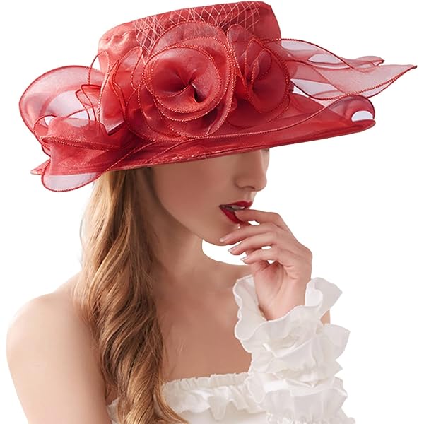 YOLAI Women Organza Hat Fascinators Bucket Bowler for Tea  display picture 3