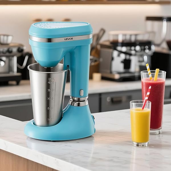 VEVOR MILKSHAKE MAKER, 100W MILK SHAKE MAKER MIXER, SINGLE HEAD DRINK MIXER BLENDER MACHINE, DUAL-SPEED ADJUSTMENT MILKSHAKE BLENDER WITH STAINLESS STEEL CUP, FOR HOME, KITCHEN, BAR & BEVERAGE SHOP