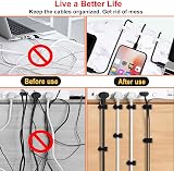 Ormromra 40PCS Clear Self Adhesive Cable Clips for Wire Management - Home Office view 2