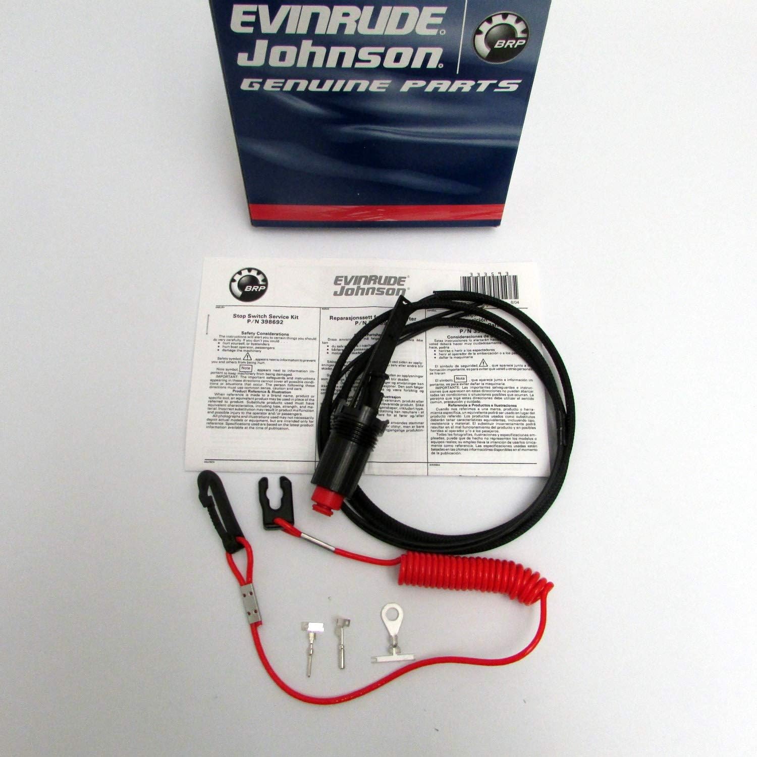 Johnson/Evinrude/OMC New OEM Tiller Handle Stop Kill Switch Kit 398692