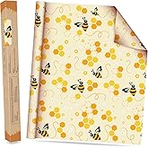 Beeswax Wraps for Food Roll(13x39inch), Organic Beeswax Wrap Beeswax Food Wraps Reusable Food Wrap Sustainable Beeswax Paper Beeswax Sandwich Wrap Beeswax Storage Cloth (Bees)