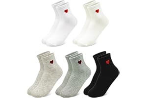 Jinny's Shoppe Cute Cotton Crew Funny Fuzzy Aesthetic Design Soft Novelty Knit Colorful Comfortable Warm Heart Valentine's day Ankle Socks for Women Teens Girls (Heart)