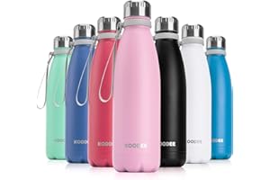 koodee 17 oz Stainless Steel Insulated Sports Water Bottle-Cola Shape Leak Proof Travel Water Bottle, BPA Free(Purple Pink)