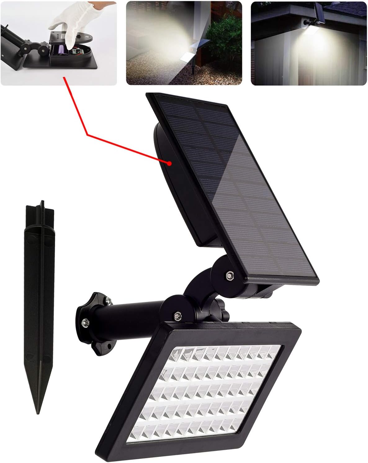 Bright Solar Outdoor Lights for House 3W Brightest Solar Landscape Spot Lights 50led