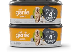 Pet Genie Refill Bags | Jumbo 2-Pack, 56 Total ft | Up to 8 Months of Supply in 2 cartridges | Ultimate Odor Control Dog Poop Bags