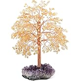 MASGEMES Crystal Tree of Life Natural Citrine Gemstone,Amethyst Geode Cluster,Chakra Balancing Positive Energy Healing Crystals Feng Shui Home Decor Money Tree,Gift 10"-11"