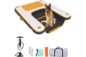 HEYLIFE Inflatable Dog Water Ramp Pool Ladder for Boats Docks Raft Swimming Pools Pet Stairs Floating Sports Platform Up to 220LBS Borange 4.9ft x 3ft x 4in