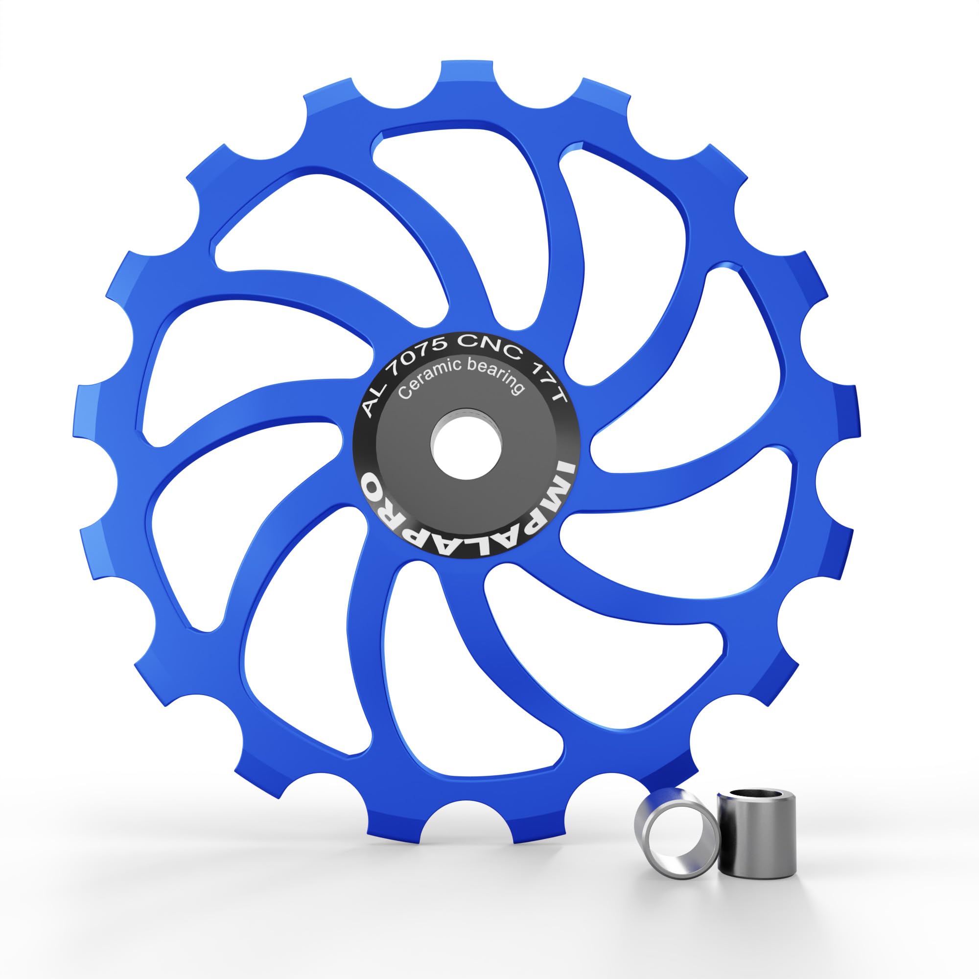 IMPALAPRO Bike Oversized Ceramic Jockey Wheel 15T/17T AL7075 - Derailleur Pulley - Compatible with Shimano Jockey Wheels (17T Blue)