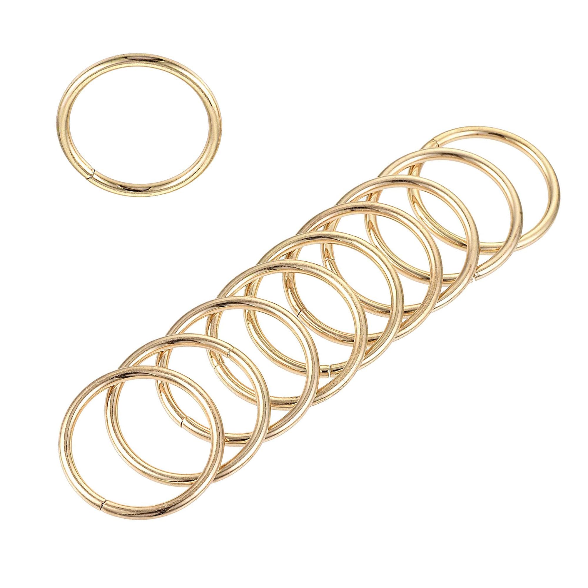 MACHSWON 0.79"(20mm) Metal O Rings 2mm Thick Non-Welded Multi-Purpose Buckles Heavy Duty Smooth Solid Ring for Bag Straps Belts Pet Leashes and DIY Crafts Gold 50pcs