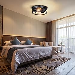 Feanron Farmhouse 2-Light Black Flush Mount Ceiling