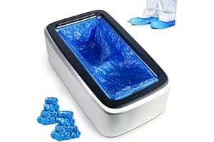 YJDAYY Shoe Cover Dispenser Automatic Shoe Cover Machine with 200pcs Shoe Covers Disposable Portable Automatic Shoe Cover Dispenser Shoe Booties Disposable Non Slip for Home Office (Silver-black cover)