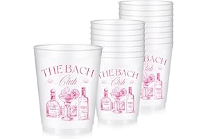 Baderke 16 Bachelorette Party Plastic Cups Clear Frosted Cute Bach Party Drinkware Reusable Cups Supplies Bridal Shower Favors Engagement Decorations Gift (16oz,Rose Pink the Club)