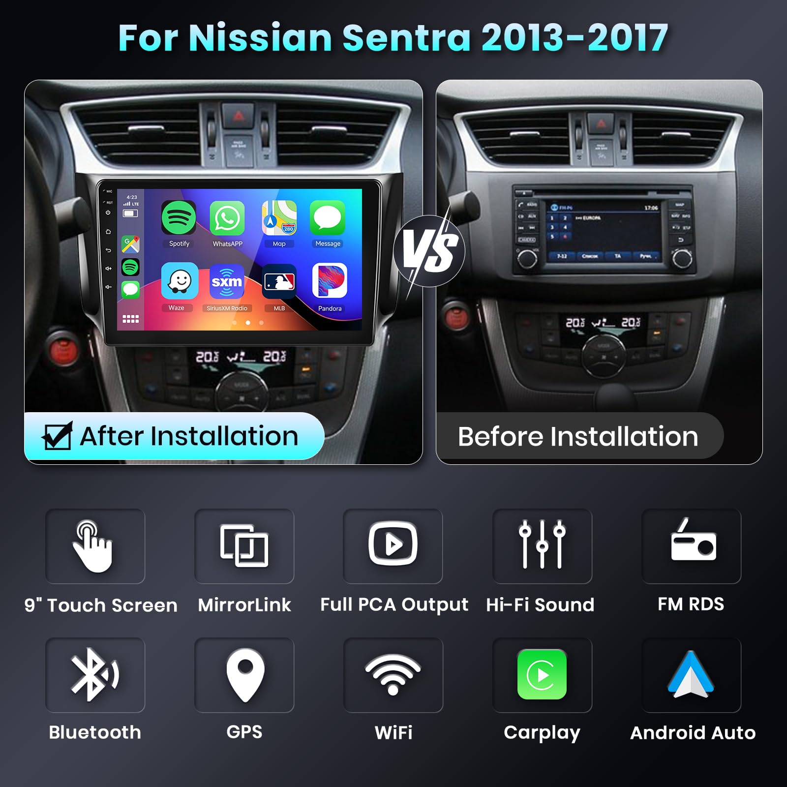 Autoparts-garden8 10" Android 13 Car Stereo – Nissan Sentra Sylphy 2013-2017, Carplay GPS