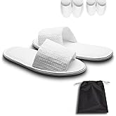 AhfuLife echoapple 10 Pairs of Waffle Open Toe White Slippers Fit Most Men and Women for Spa, Party Guest, Hotel and Travel, Washable and Non-Disposable (Large, White-10 Pairs)