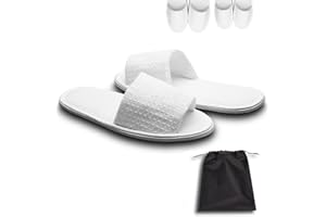 AHFULIFE echoapple 10 Pairs of Waffle Open Toe White Slippers-Two Size Fit Most Men and Women for Spa, Party Guest, Hotel and Travel(Medium, White-10 Pairs)