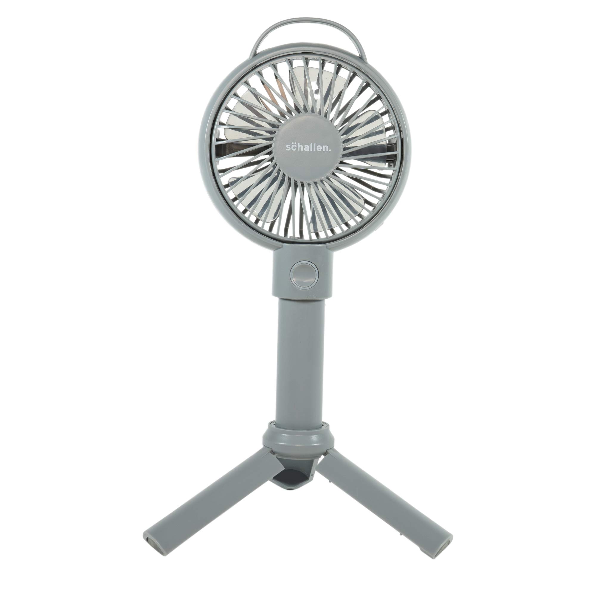 Schallen Rechargeable Battery USB Electric Handheld Portable Travel and Tripod Desk Table Small Mini Air Cooling Fan (Grey)