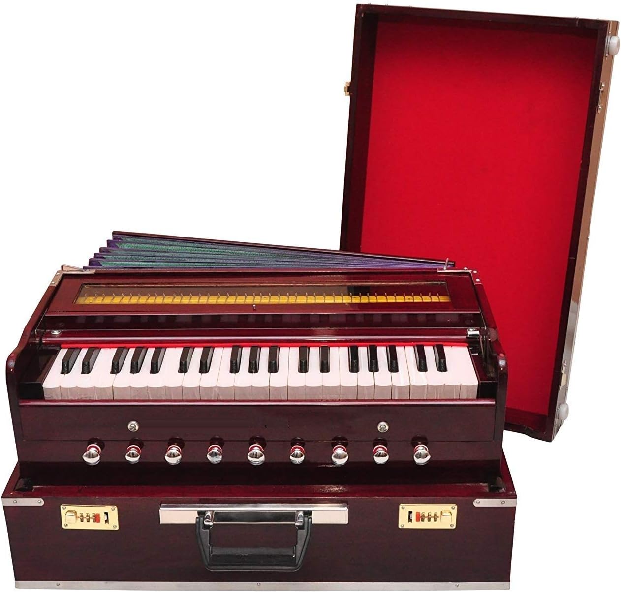 Xoz® high class sound quality 9 stoper two reed best wood 7 fold bellow 440 tuned musical instruments folding harmonium