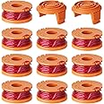 12 Pack Trimmer Spool Line for Worx, WA0010 Edger Spools Replacement for Worx, 0.065 inch Trimmer Line Refills for Worx, Comp