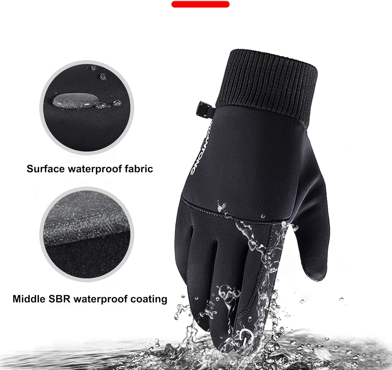 DHSO Waterproof Winter Gloves - Thermal Touchscreen Running Cycling Gloves Men and Women (A1 Black, Medium) : Clothing