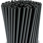 200 Pcs Black Disposable Drinking Plastic Straws.(0.23'' diameter and 8.26" long)-Black