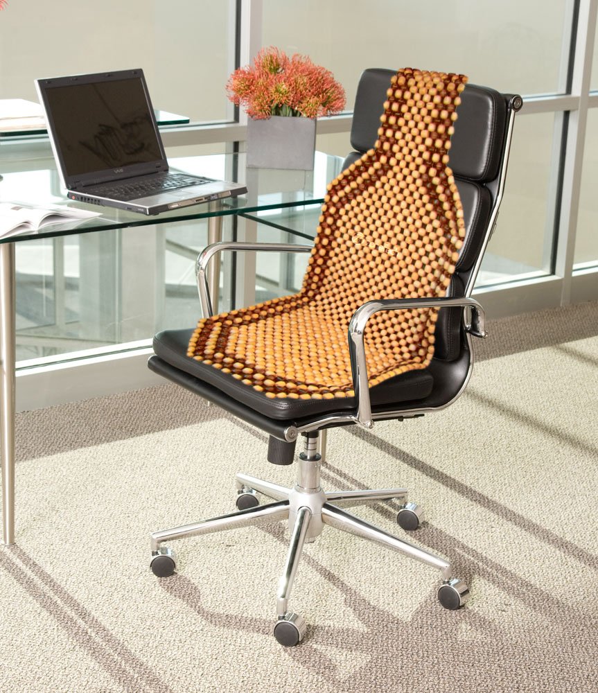 Zone Tech Wooden Beaded Car Chair Seat Cushion Massage Cover Natural
