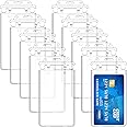 Tinlade 100 Pack Permanent Locking Hard Plastic Badge Holder Vertical Clear ID Badge Holder Heavy Duty Protector Case for Office School Card Travel 2.4 x 4.2 inches