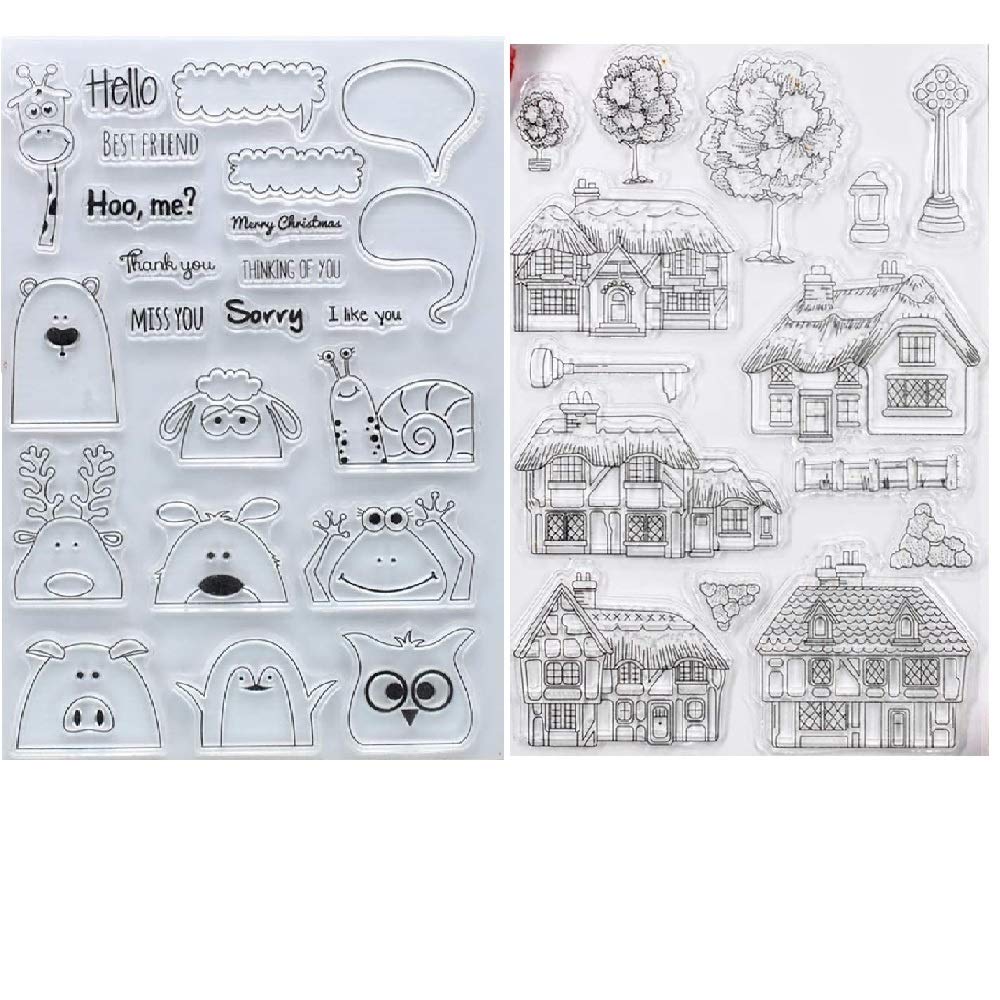 Welcome to Joyful Home 2pc/Set Giraffe Cartoon Animal Tree House Clear Stamp for Card Making Decoration and Scrapbooking 11x16cm