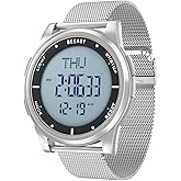 Beeasy Digital Watch Waterproof with Stopwatch Alarm Countdown Dual Time, Ultra-Thin Super Wide-Angle Display Digital Wrist Watches for Men Women