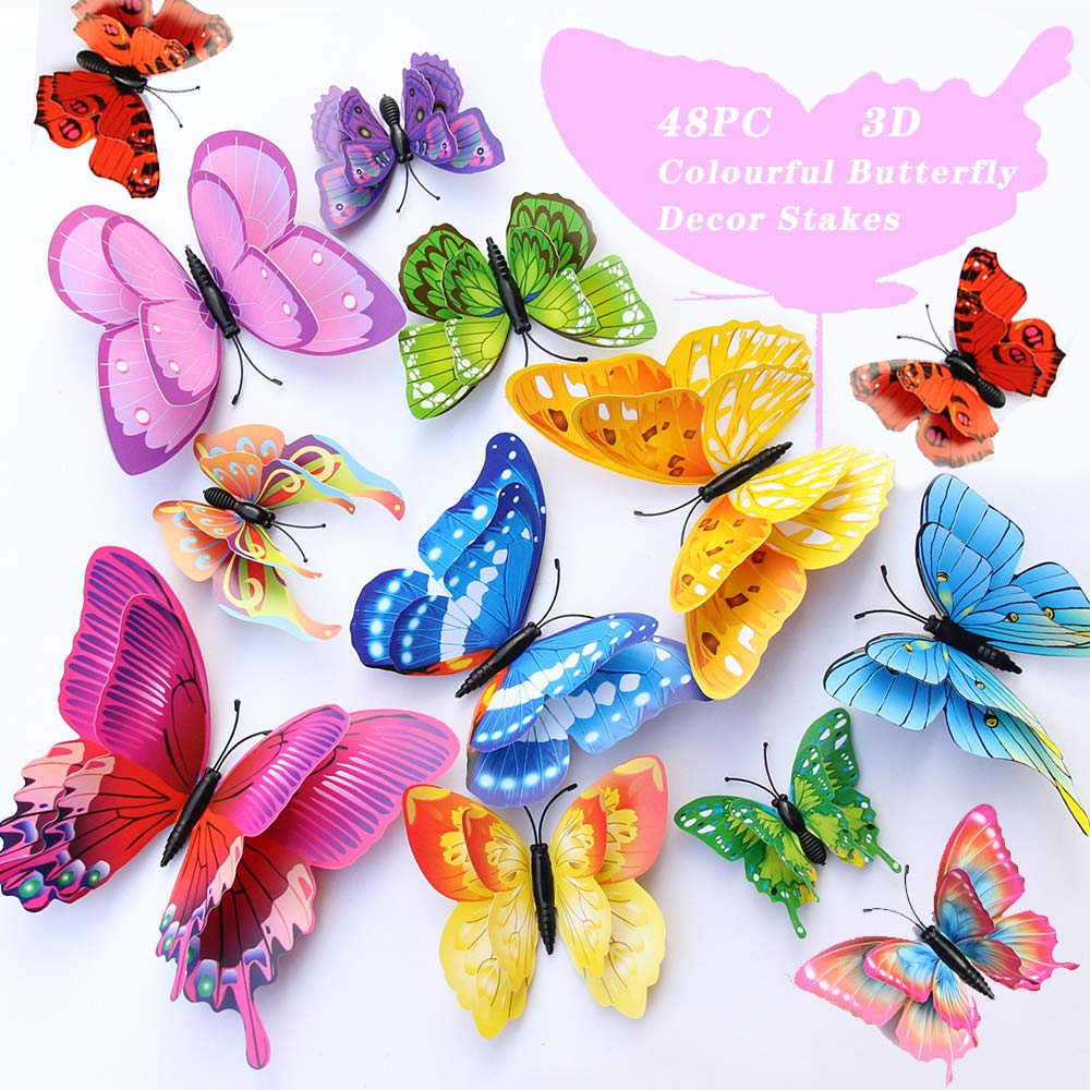 Photo 1 of FENELY Butterfly Garden Decor Stakes,Double Wing Waterproof 3D Garden Ornaments Outdoor Decorations for Patio Lawn Yard PVC Gardening Art Christmas Whimsical Gifts