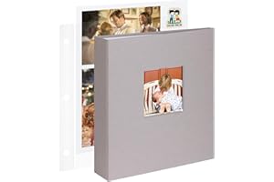 1DOT2 8.5x11 Inch Large 3 Ring DIY Scrapbook Photo Album with 30 Plastic Sleeves 60 Pages Blank Scrapbooks, 8.5 x 11 Scrap Book Albums for Baby Travel Wedding Graduation kids (Light Gray)