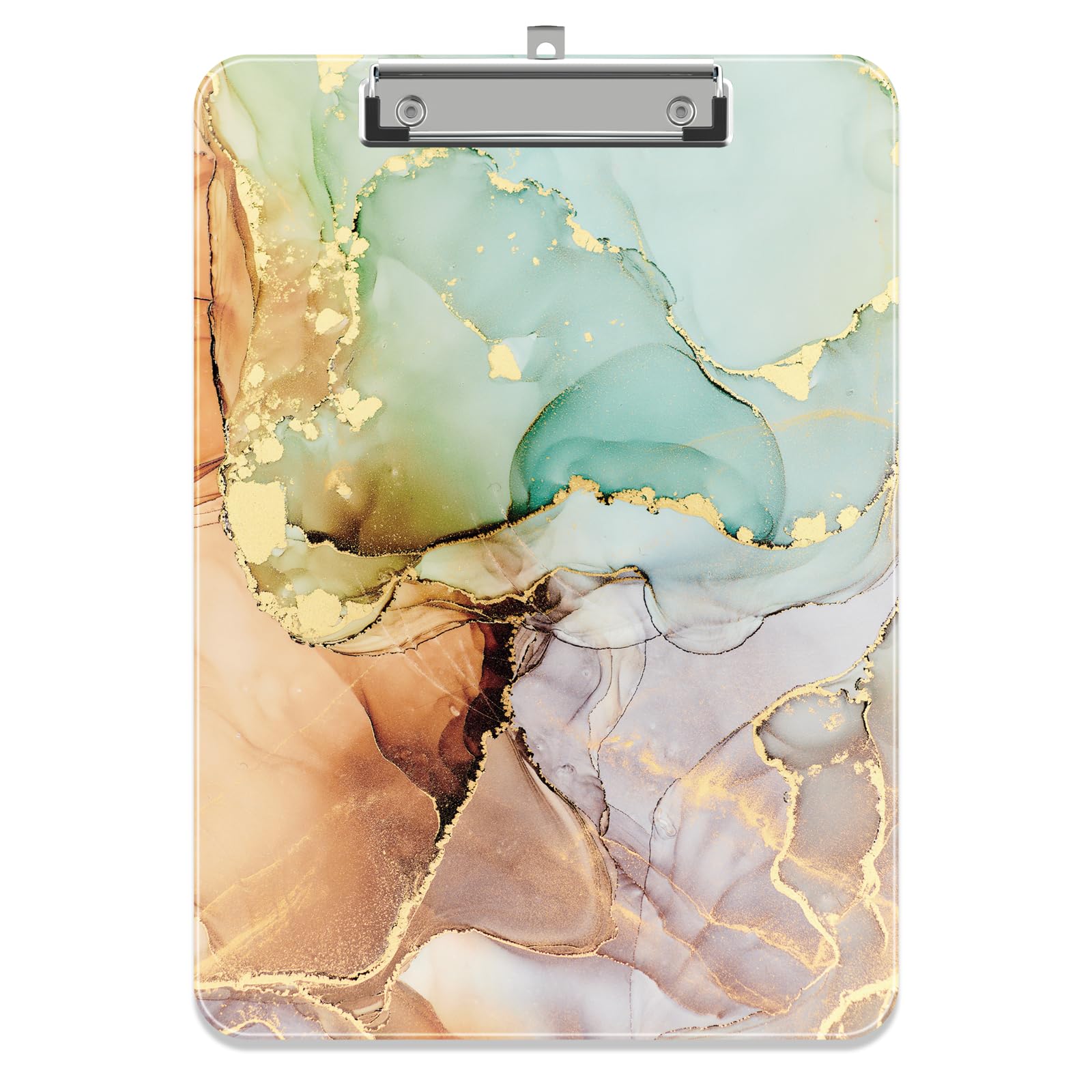 Piasoenc Plastic Clipboard, Cute Decorative Clip Board, 9 x 12.5 in, A4 Standard Office Clip Boards for Nurses, Students, Office, Mixed Marble