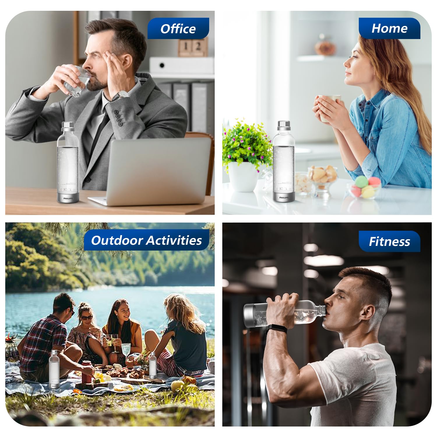 PHILIPS Carbonating Bottles ADD916/37, 1L Twin Pack Reusable PET Sparkling Water Bottles Compatible Sparkling Water Maker, 2 Pack for ADD4902BKOQ/37, ADD4902WHOQ/37 and ADD4901GROQ/37, ADD4901BKOQ/37