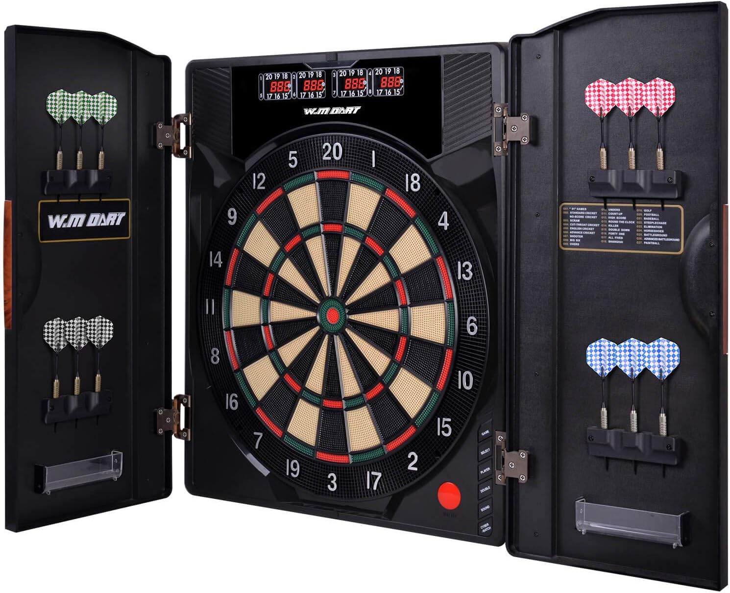 WIN.MAX Electronic Soft Tip Dartboard Set with Cabinet, 12 Darts LED Display : Sports & Outdoors