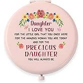 Goyinxza Daughter Gifts for Teen Girls Birthday Gifts for Daughter from Mom Dad Parent Pink Cute Compact Mirror for Women Graduation Christmas Engagement Wedding Gift for Daughters Stepdaughter