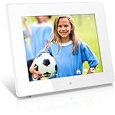 Aluratek 8 Inch WiFi Digital Photo Frame with Touchscreen IPS LCD Display and 8GB Built-in Memory,White