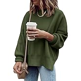 Imily Bela Womens Oversized Tunic Sweaters Fall Slouchy Long Sleeve Ribbed Knit Side Slit Pullover Jumper