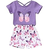 YOUNGER TREE Toddler Baby Girls Clothes Watermelon T-shirt + Linen Shorts with Belt Cute Summer Short Set