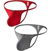 IKINGSKY Men's Modal Big Pouch G-string Underwear Sexy Low Rise Y-back Thong Soft Bulge Under Panties for Men