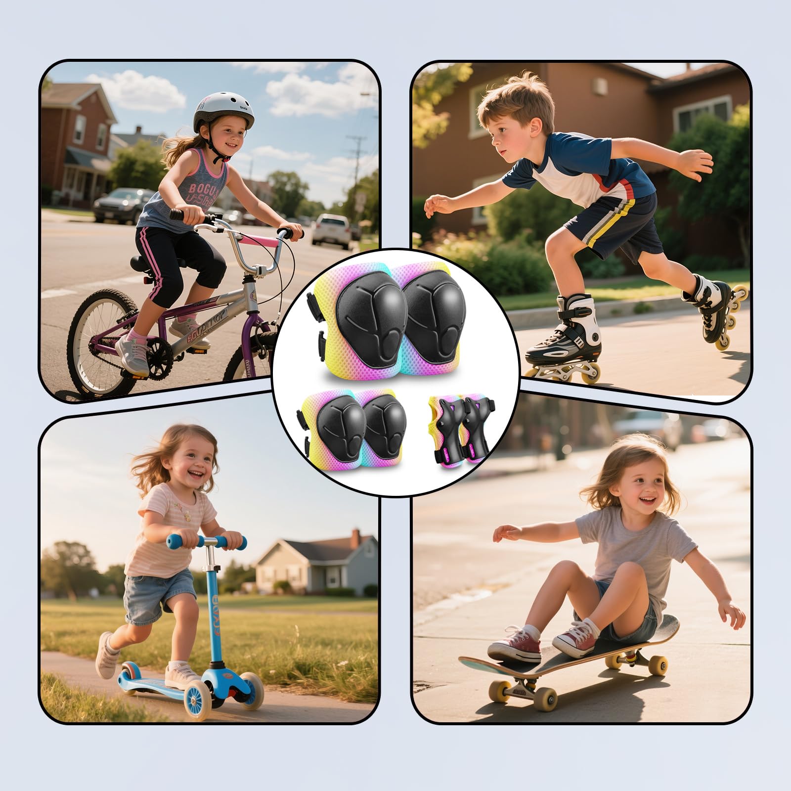Kids Protective Gear Set Knee Pads for 3-14 Years Toddler and... 