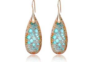 Wovanoo Natural Stone Earrings Waterdrop Stone Dangle Earrings for Women