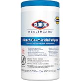 Clorox Healthcare Bleach Germicidal Wipes, 6" x 5", 150 Count Canister (Package May Vary)