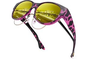 URUMQI Night Vision Glasses Fit Over Glasses for Women, Anti Glare Polarized Nighttime Driving Glasses HD Yellow Lens