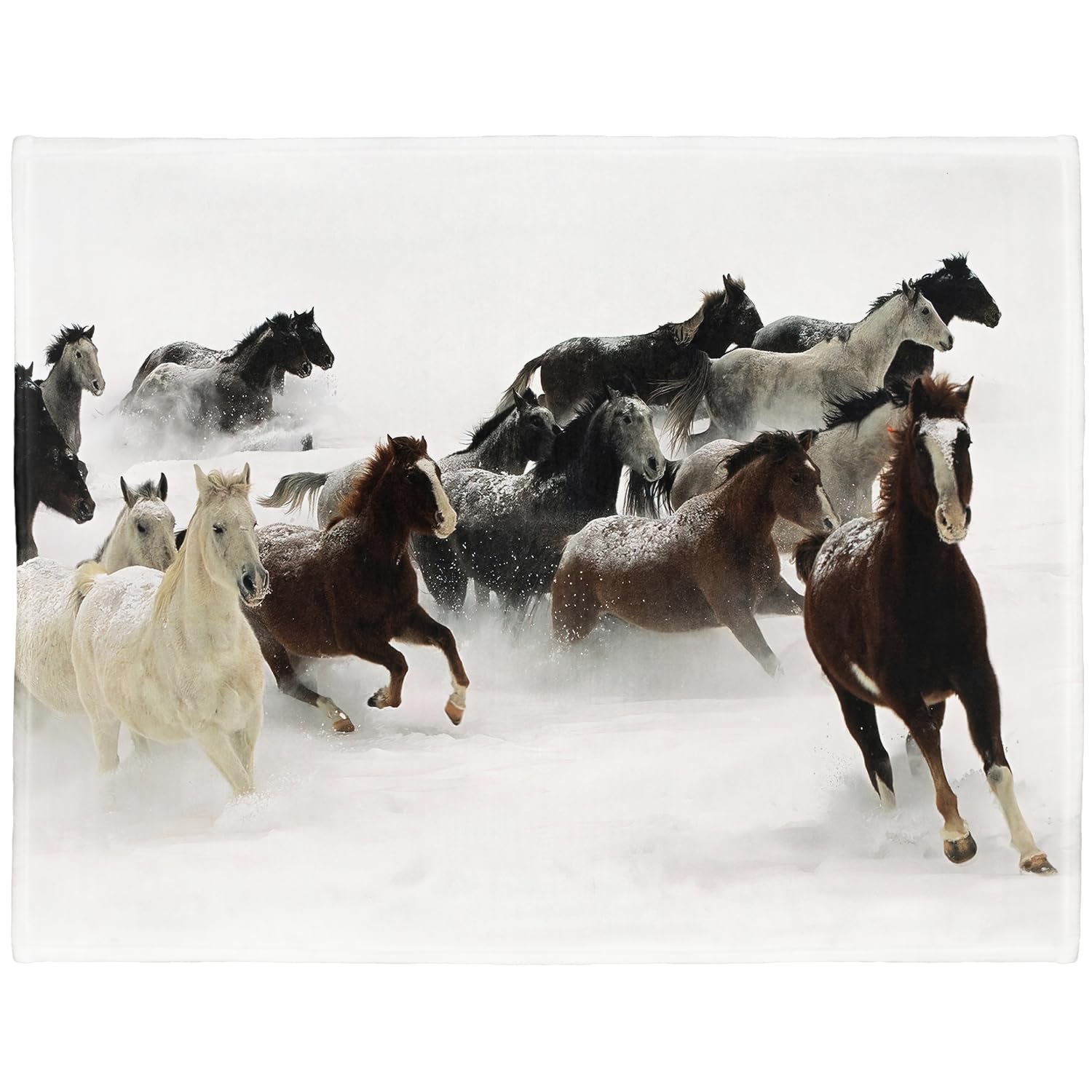 YISUMEI - Soft Fleece Blanket - Running Horses, 150 x 200 cm Throw Suitable for Sofa or Bed