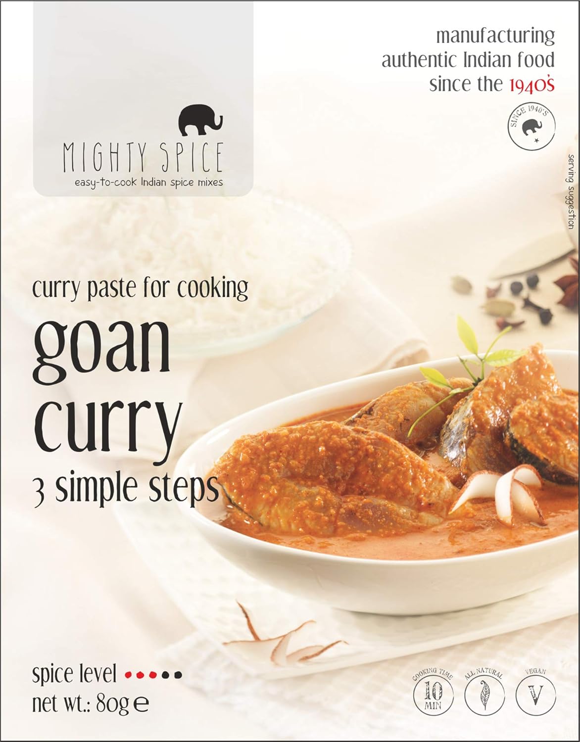 Mighty Spice Curry Kit, Authentic Curry Paste for Indian Goan Curry Sauce, Vegan, Easy 3Step