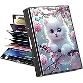 GYSYSQSH Metal Wallet, Credit Card Holder for Women Men Girls, RFID Blocking Aluminum Wallet Slim Hard Case, Mini Travel Wallet, ID Card Holder Business Card Case,White Cute Cat
