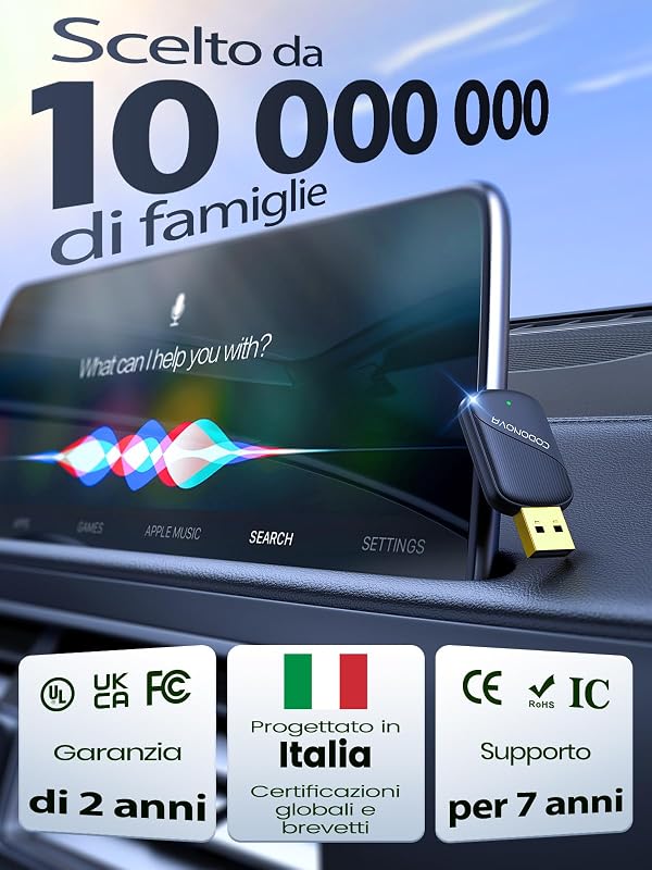 Mini CarPlay Wireless e Android Auto per Navigazione GPS Auto, Blu — foto 6 di 8