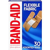 BAND-AID Brand Flexible Fabric Adhesive Bandages, Assorted Sizes, 30 Count | Comfortable Protection, Sterile Wound Care for Minor Cuts, Scrapes &amp; Burns, First Aid Kit Essential, Non-Stick Hurt-Free Pad
