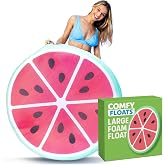 Comfy Floats Sun Disc Watermelon Pool Lounger, Self-Inflating | Self-inflating expanding memory foam lounger, no pump needed. Watermelon print sun disc for pool, lake and beach use.